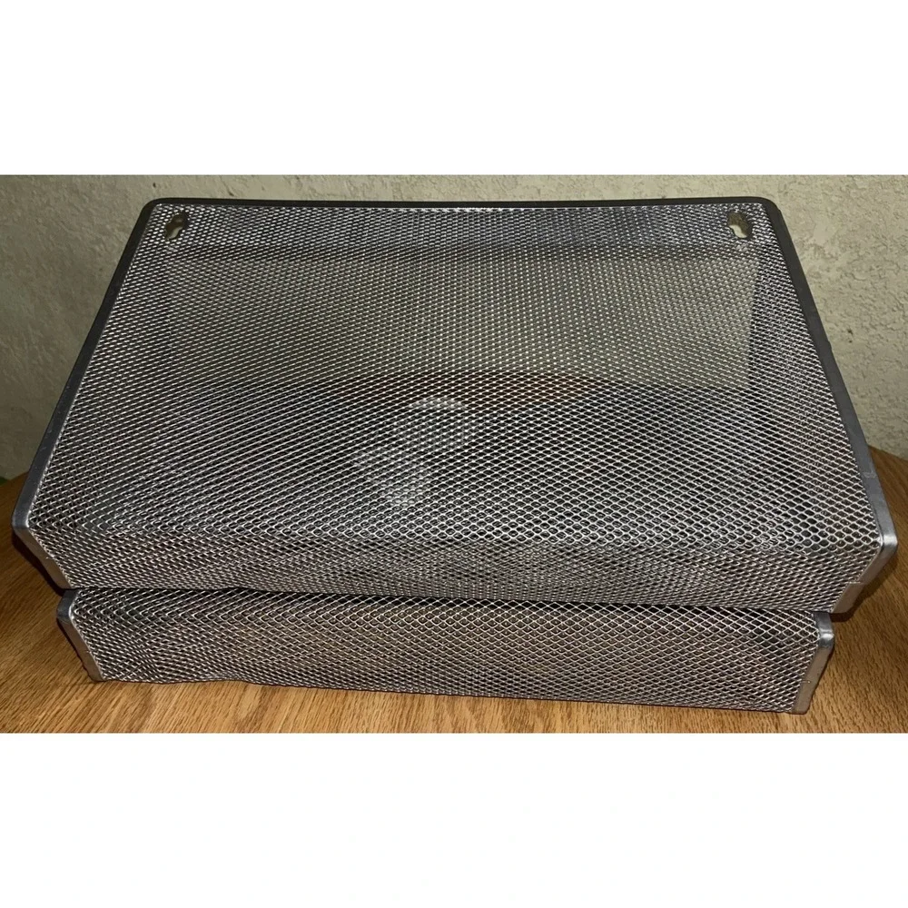 File Holder Magazine Rack Mesh Single Pocket Wall Mount (2) Vintage NEW‎ *flaw